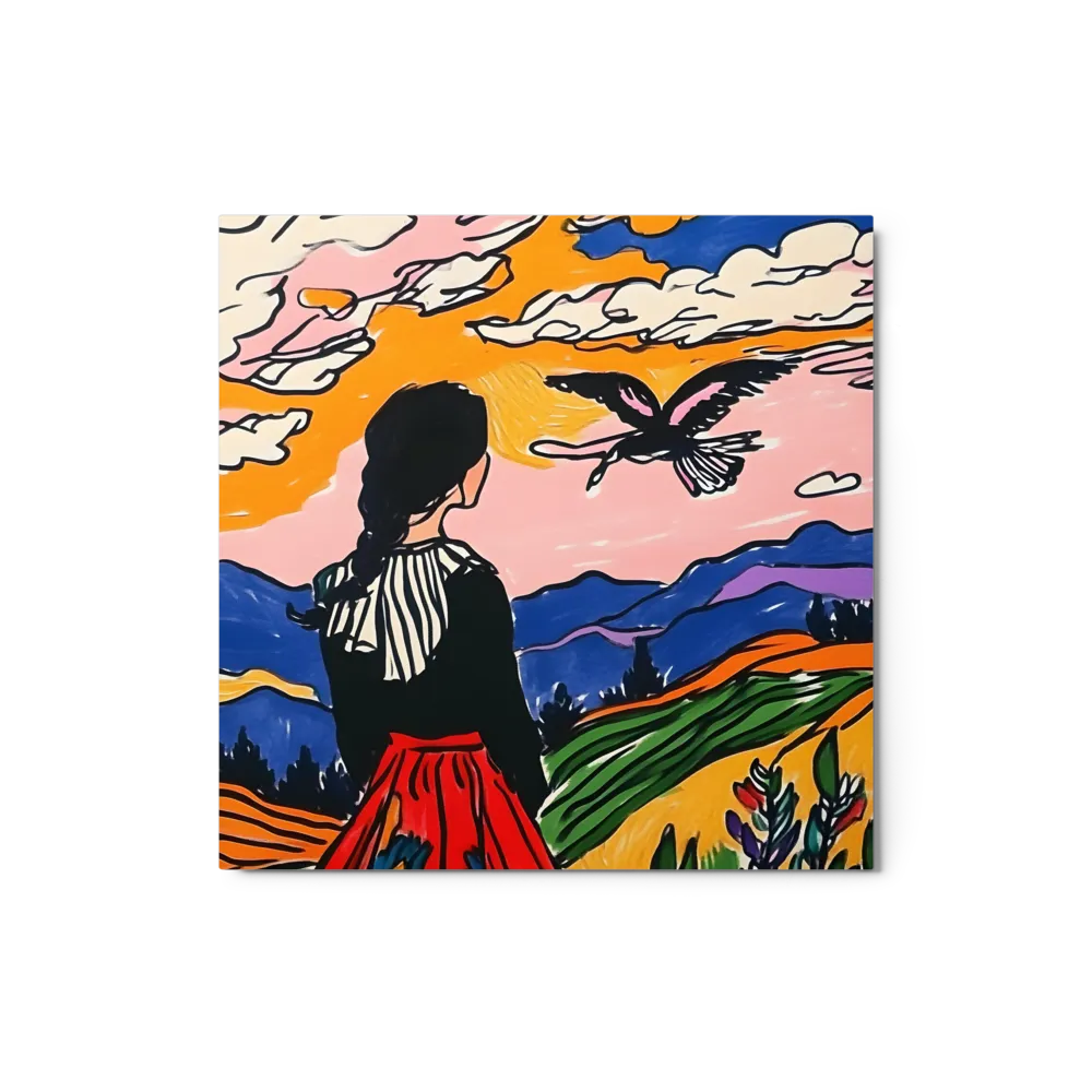 The Flight at Dusk 
 Poster with Red oak Frame | 18″x 18″
