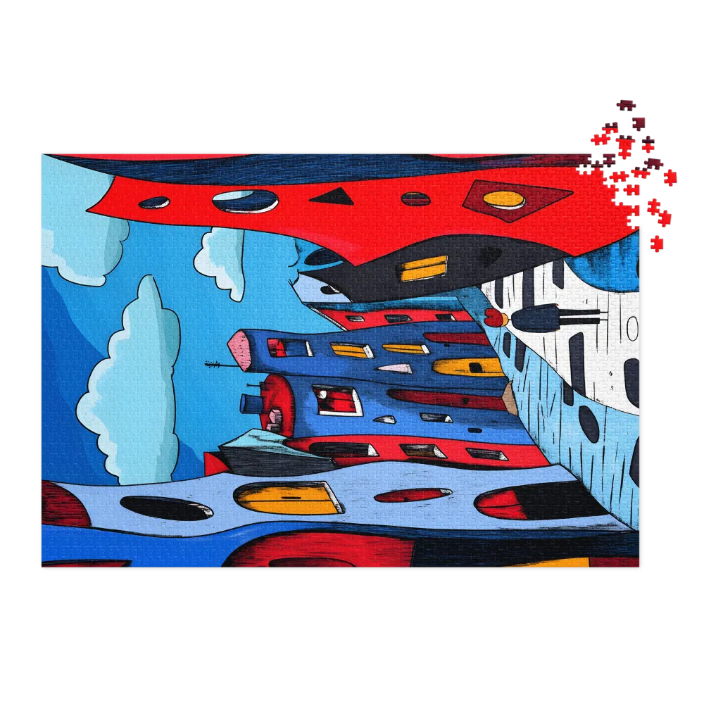 Abstract Cityscape with Figure