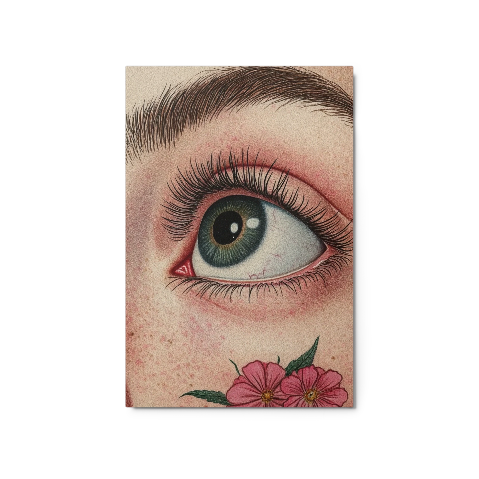 Realistic Eye with Pink Flowers