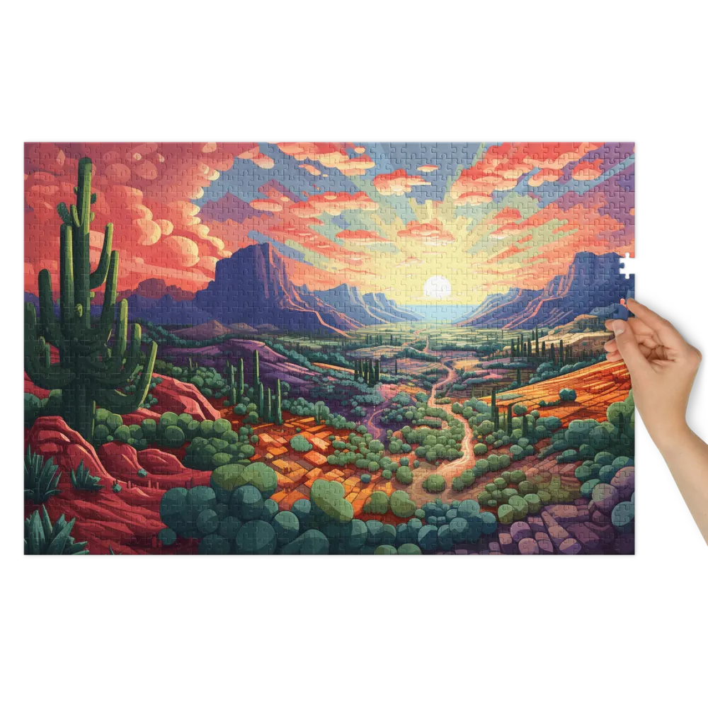 Cactus Valley Sunset 
 Jigsaw Puzzle in Tin Box