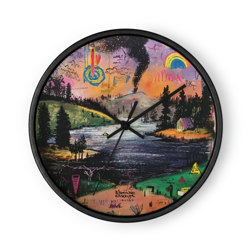 Cosmic Lake Reflections | Wall Clock