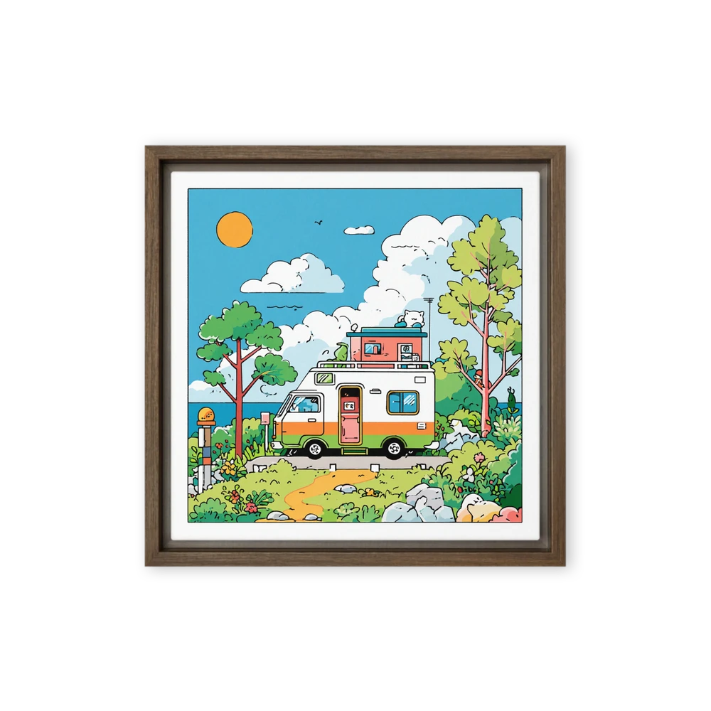 Lakeside Camper Adventure | Art Print