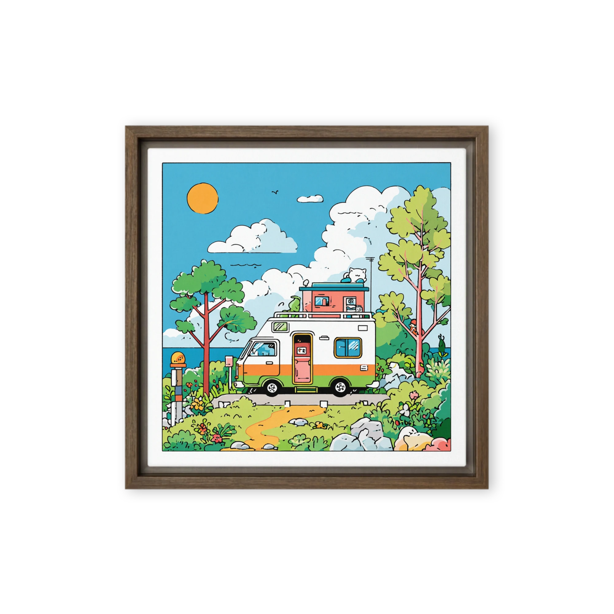 Lakeside Camper Adventure | Art Print