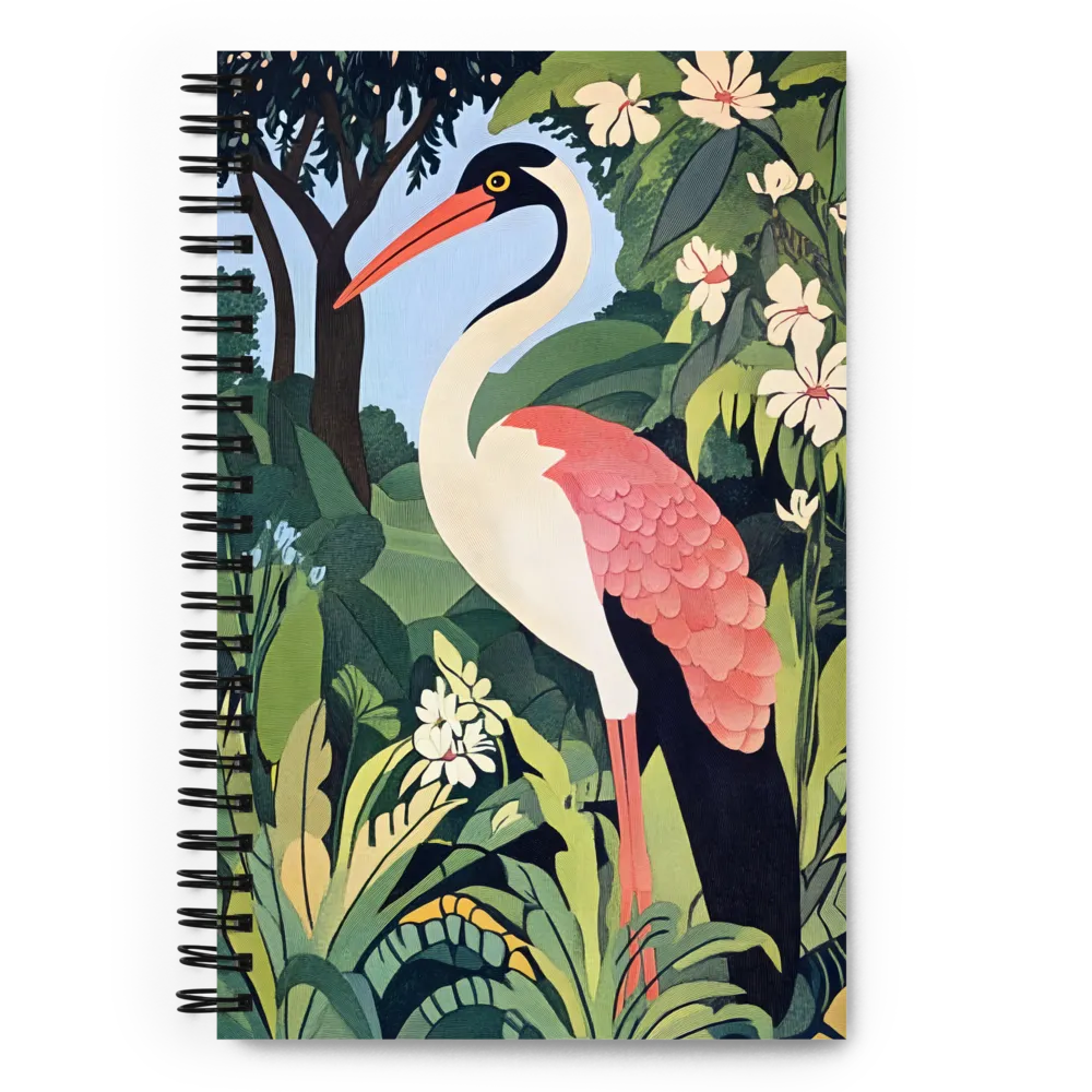 Heron in Tropical Foliage 
 Spiral Notebook | 140 pages
