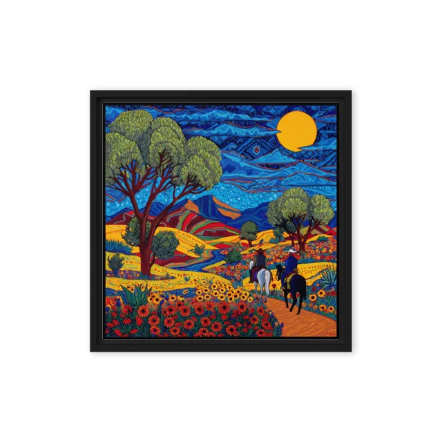 Riders Through a Vibrant Landscape | Art Print