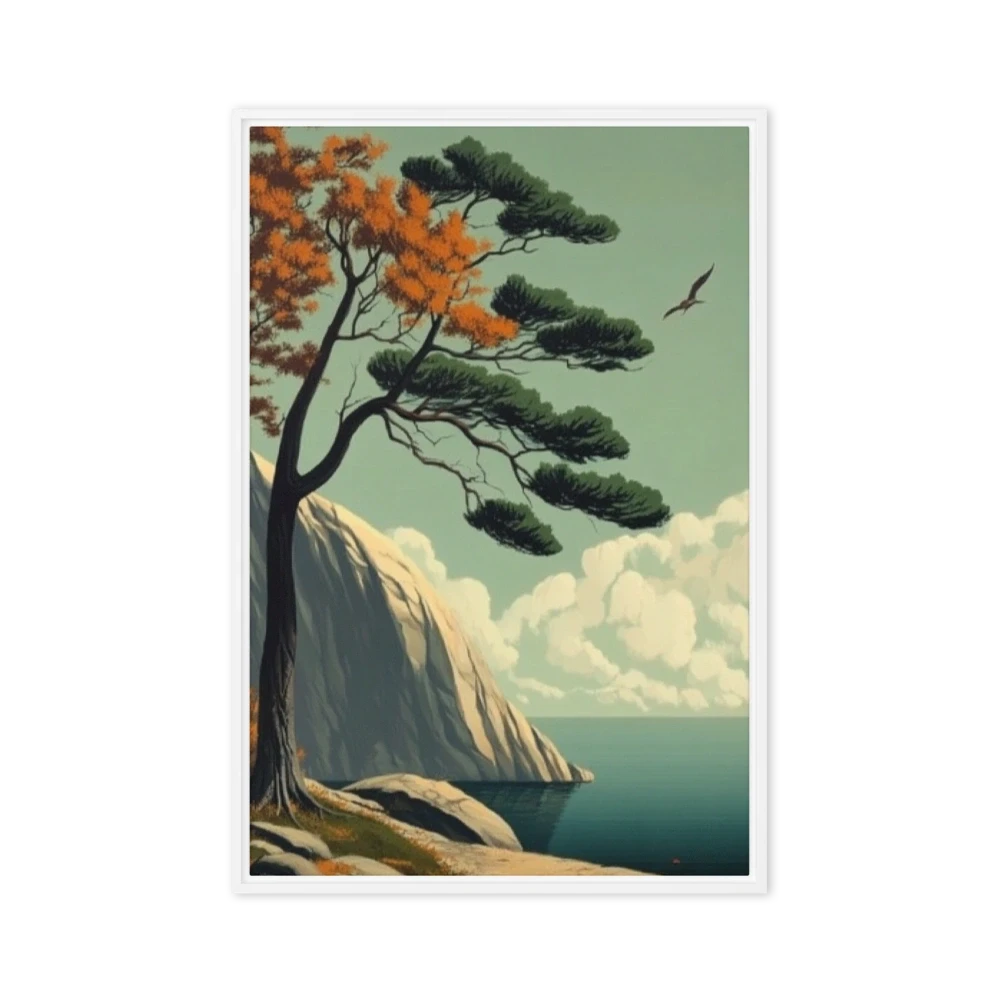 Stylized Tree and Ocean Landscape