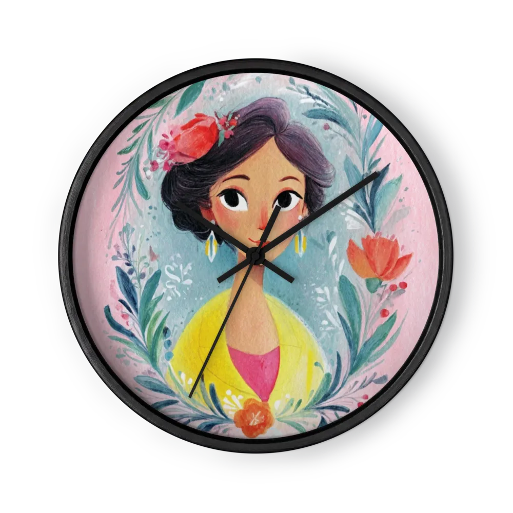 Woman in Floral Wreath | Wall Clock