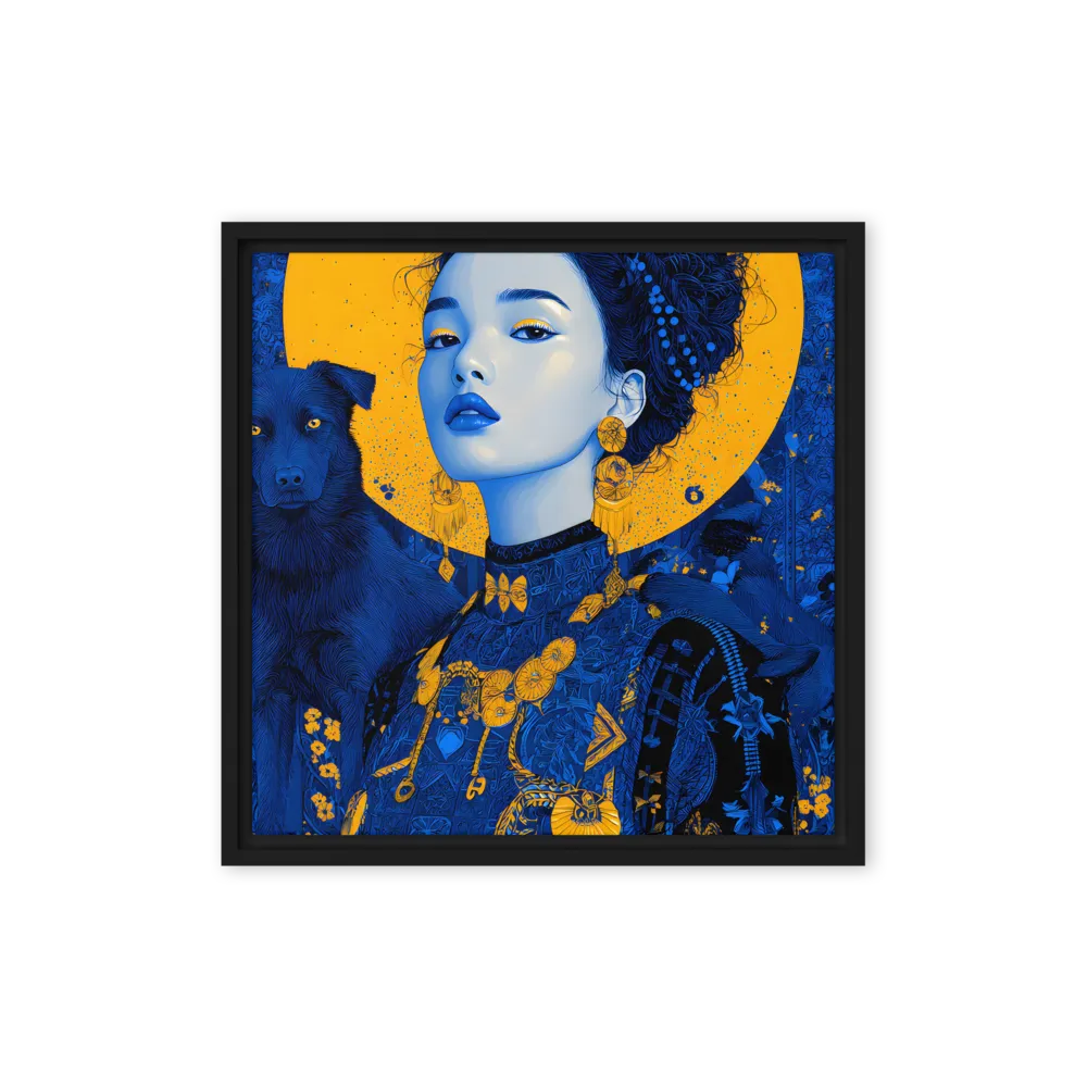 Indigo Harmony 
 Poster with Red oak Frame | 18″x 18″