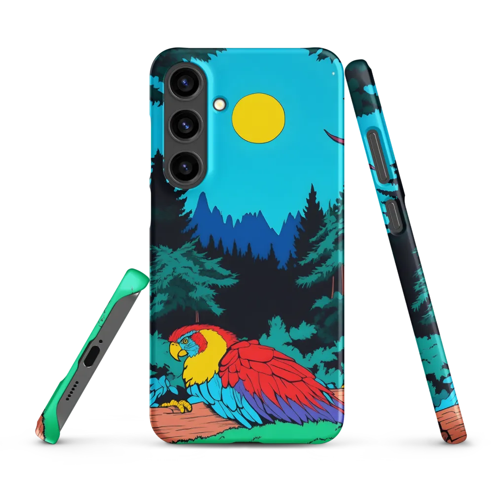 Colorful Parrot in Stylized Forest | Phone Case
