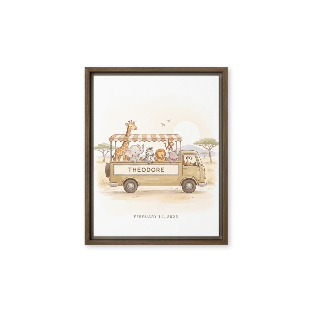 Nursery Name Art — Safari Bus