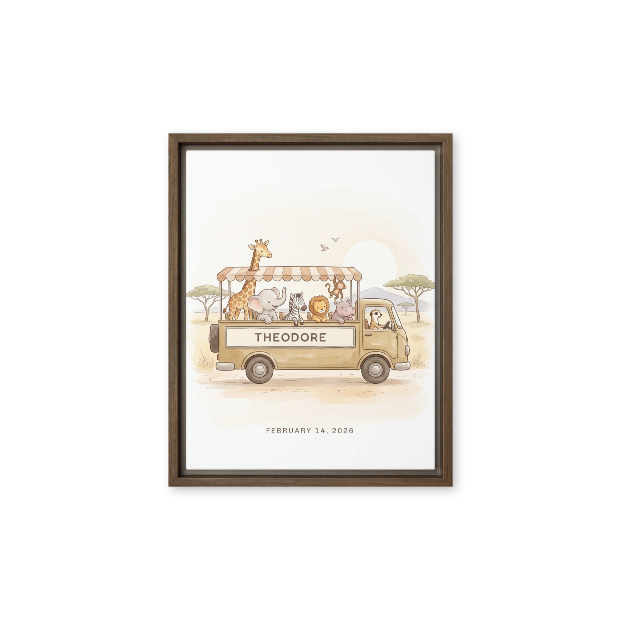 Nursery Name Art — Safari Bus