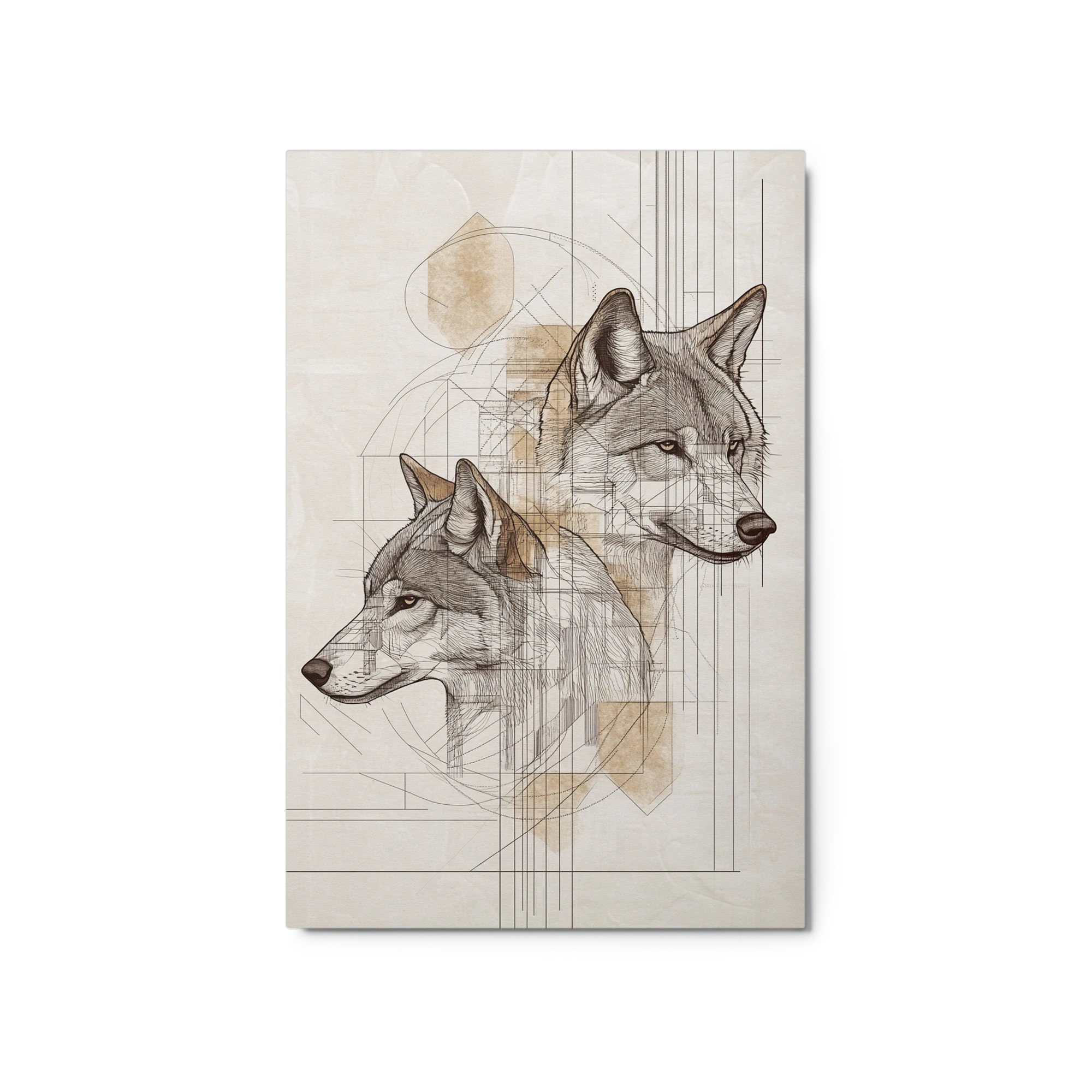 Geometric Wolf Heads Illustration
