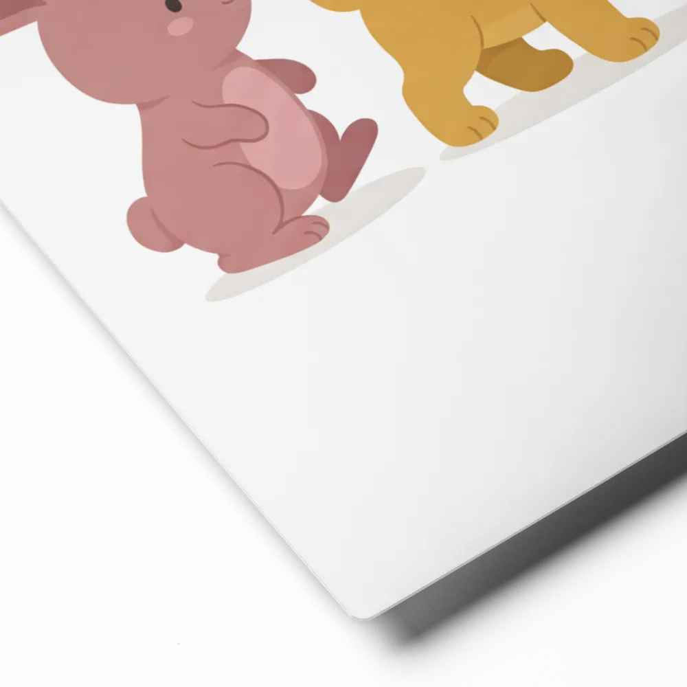 Little Animal Parade 
 Canvas with White Frame