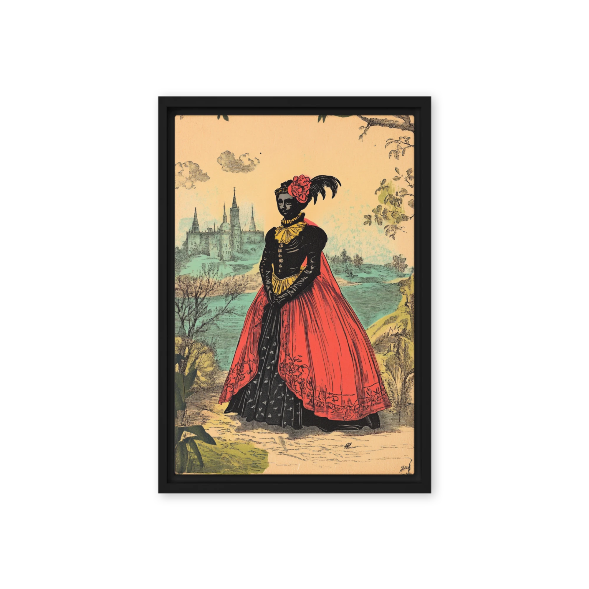 Vintage Woman in Red Cape