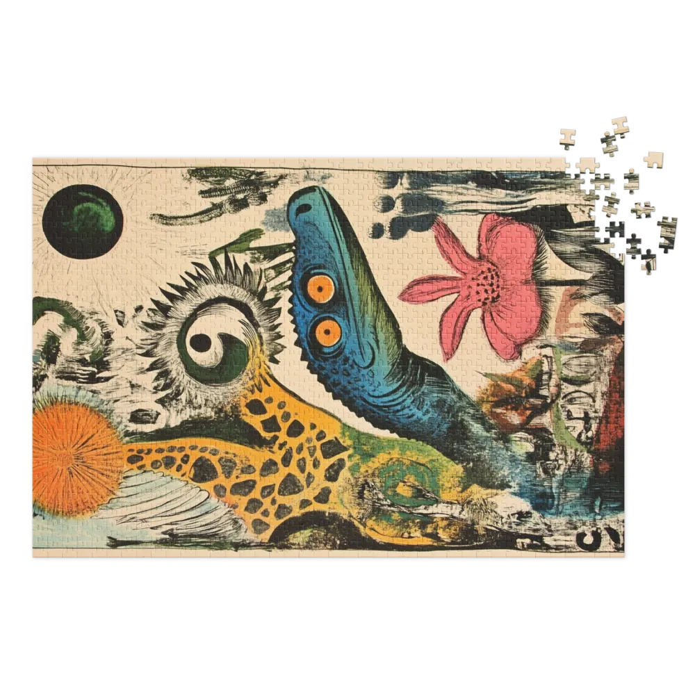 Florescimento Dino Surreal 
 Puzzle em caixa de metal