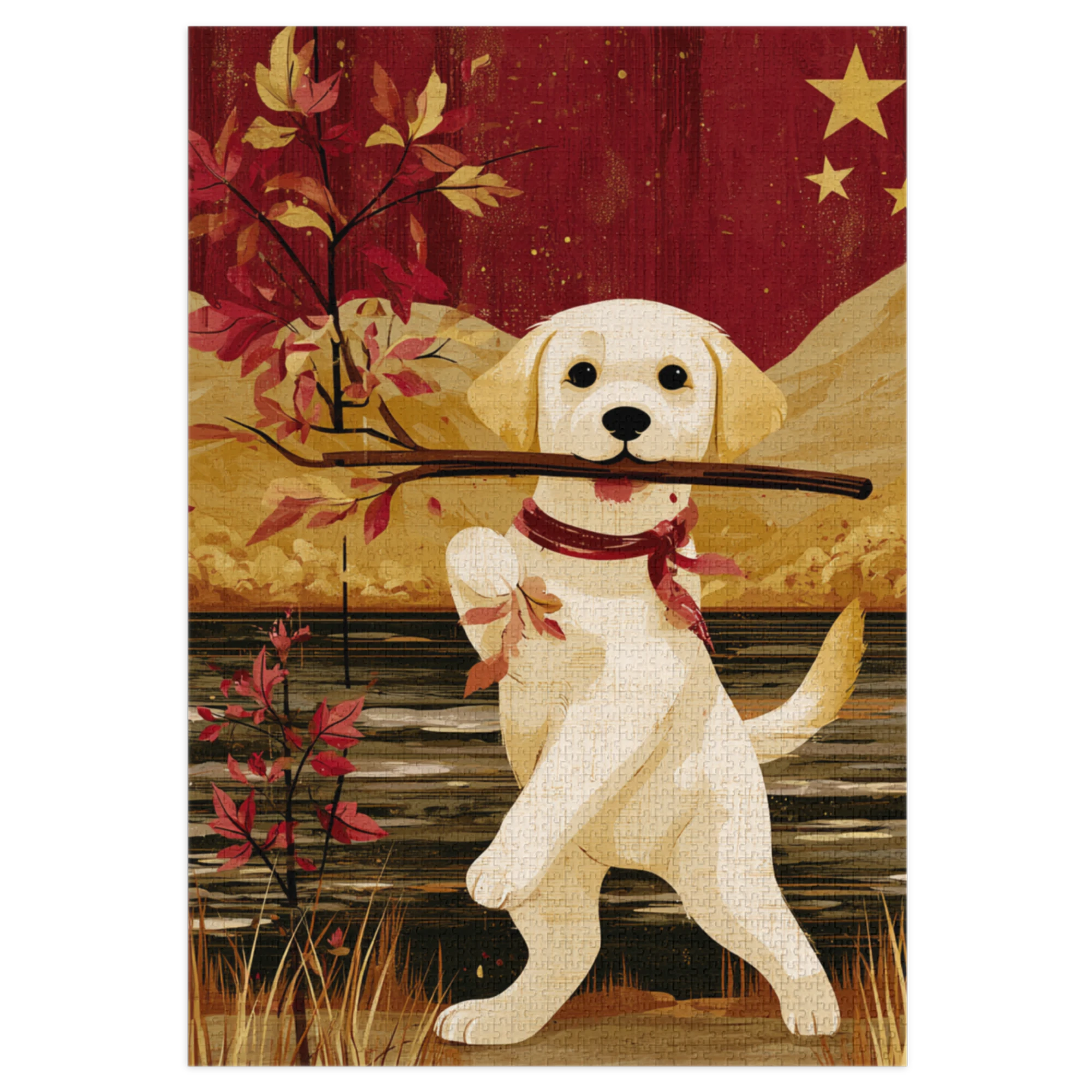 Labrador with Autumn Branch | Jigsaw Puzzles
