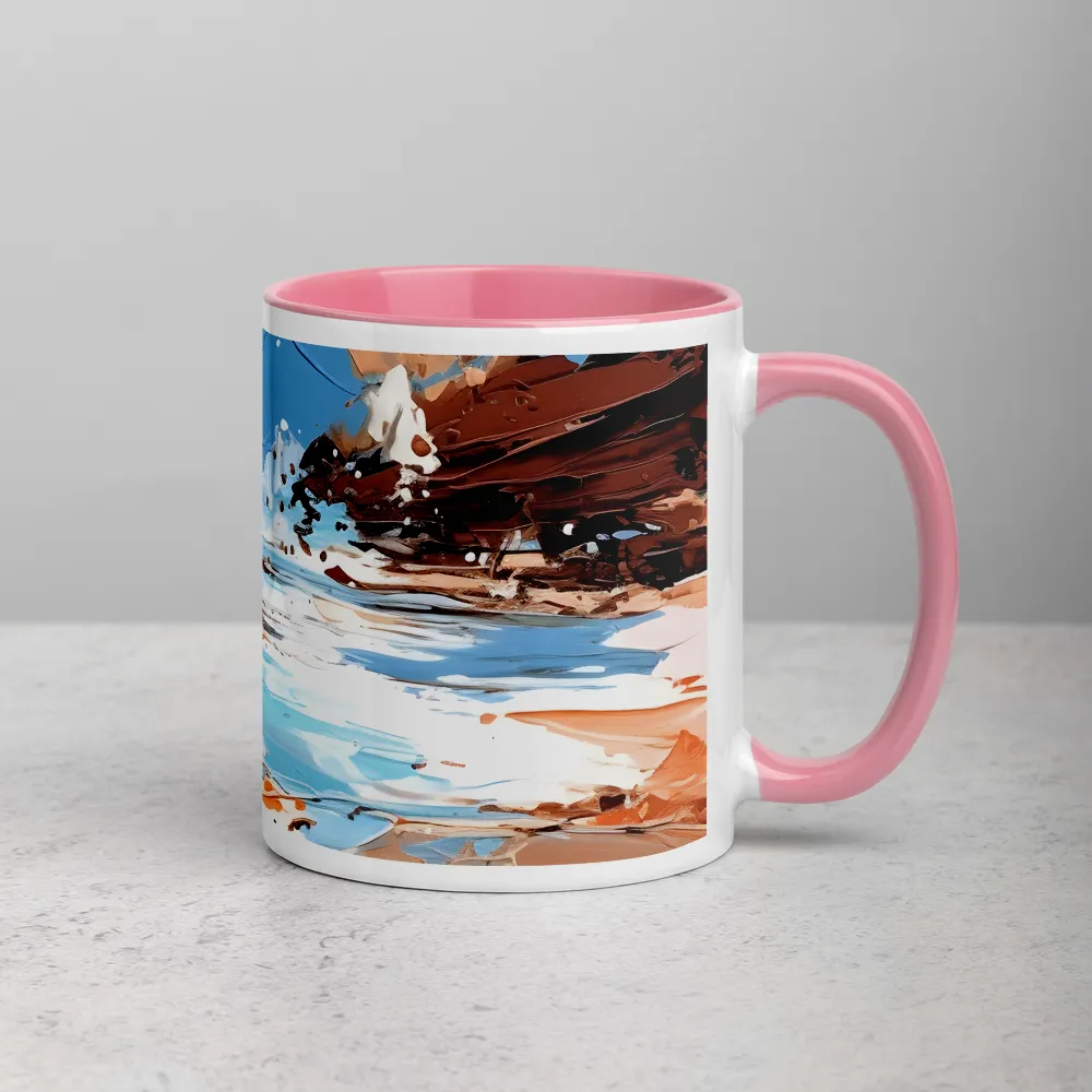 Sunlit Coastal Surf 
 Mug with Red inside