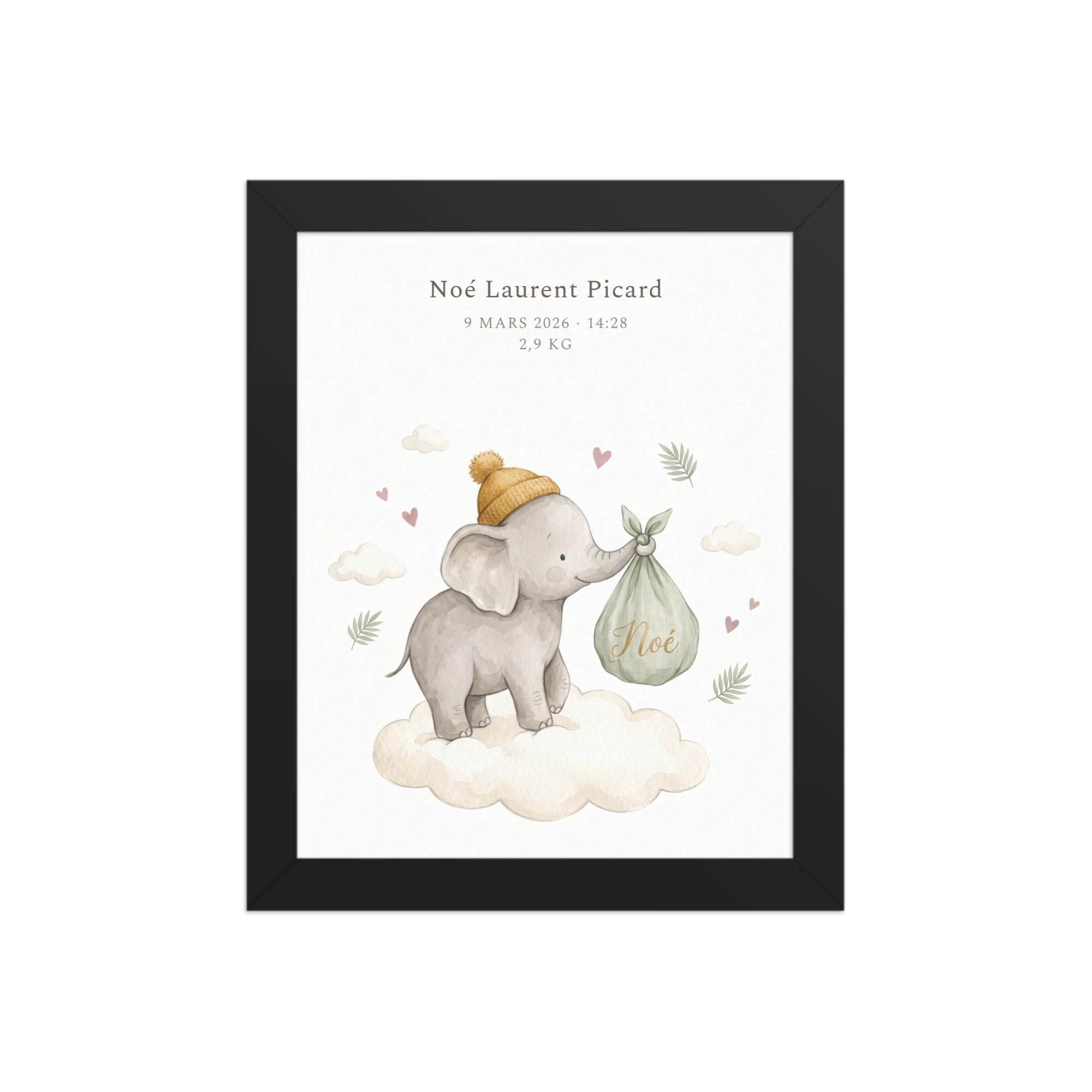 Elephant Nursery Name Art — example