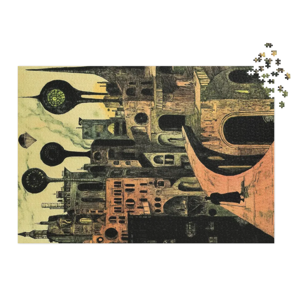 Surreal Cityscape with Whimsical Trees