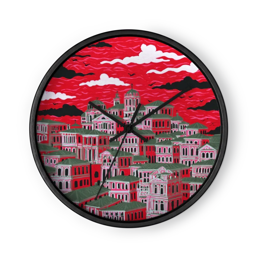 Red Rooftops of the Old Town | Wall Clock
