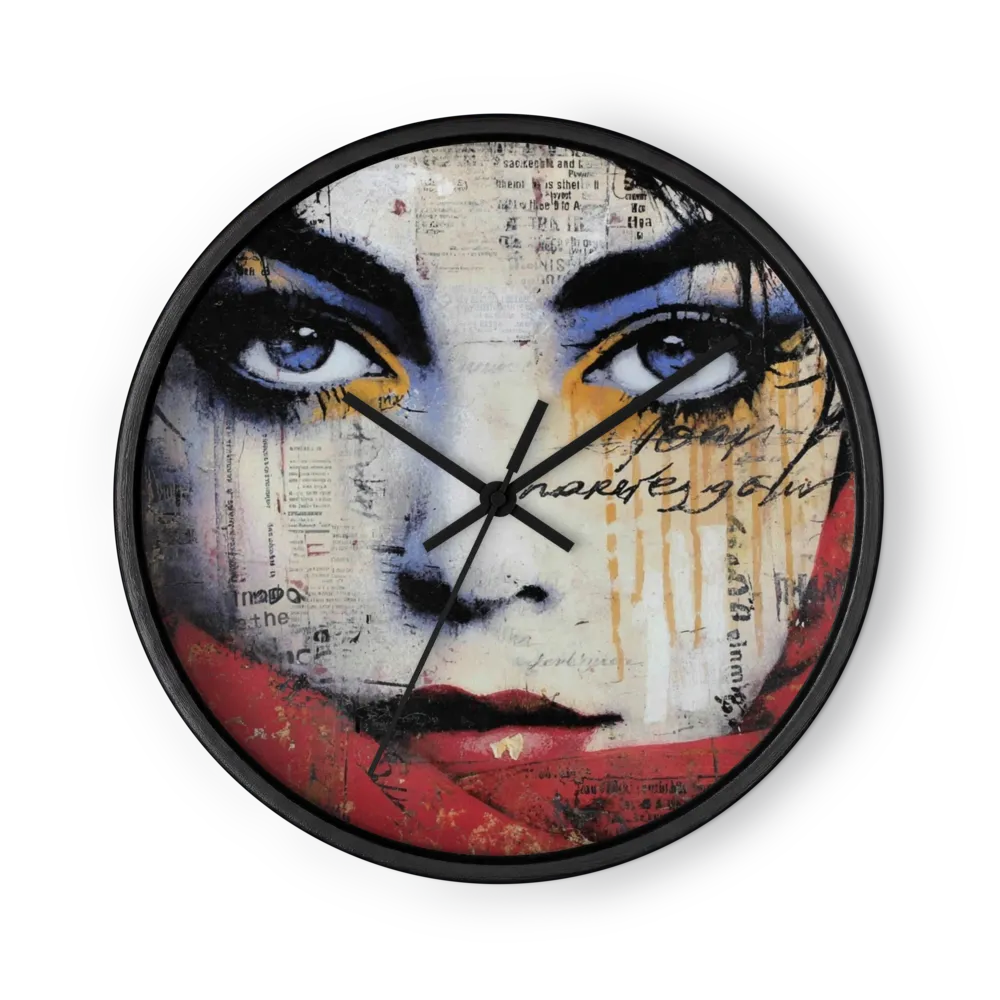 Newspaper Collage Face | Wall Clock