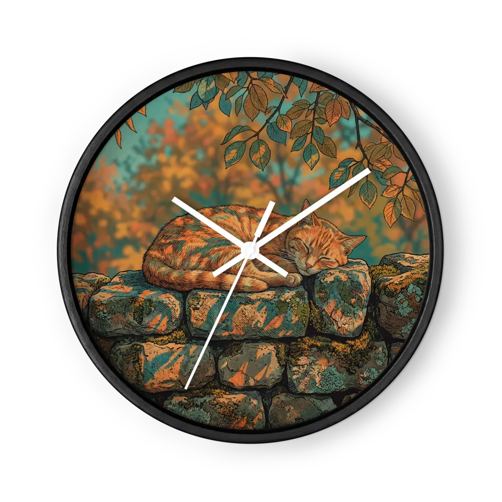 Autumn Nap on Stone Wall