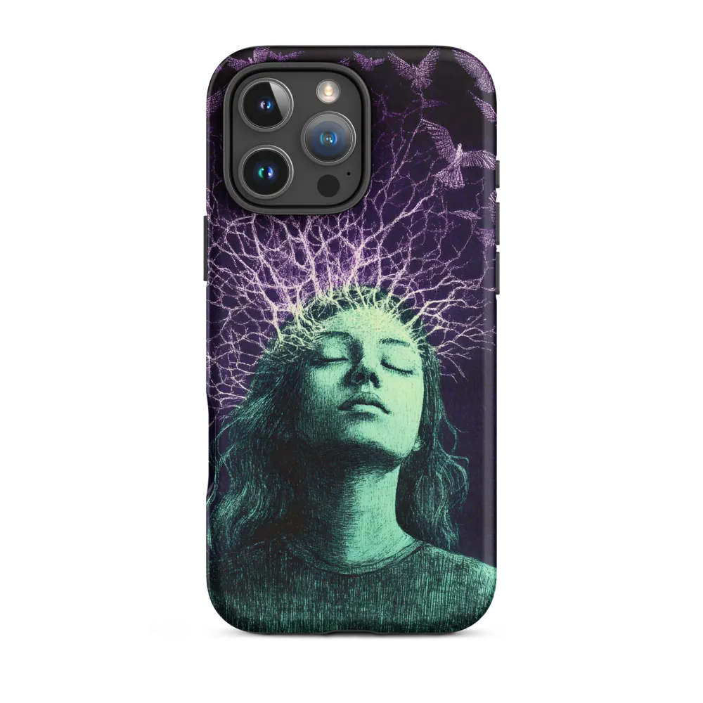 Surreal Drawing of Woman with Birds | Phone Case