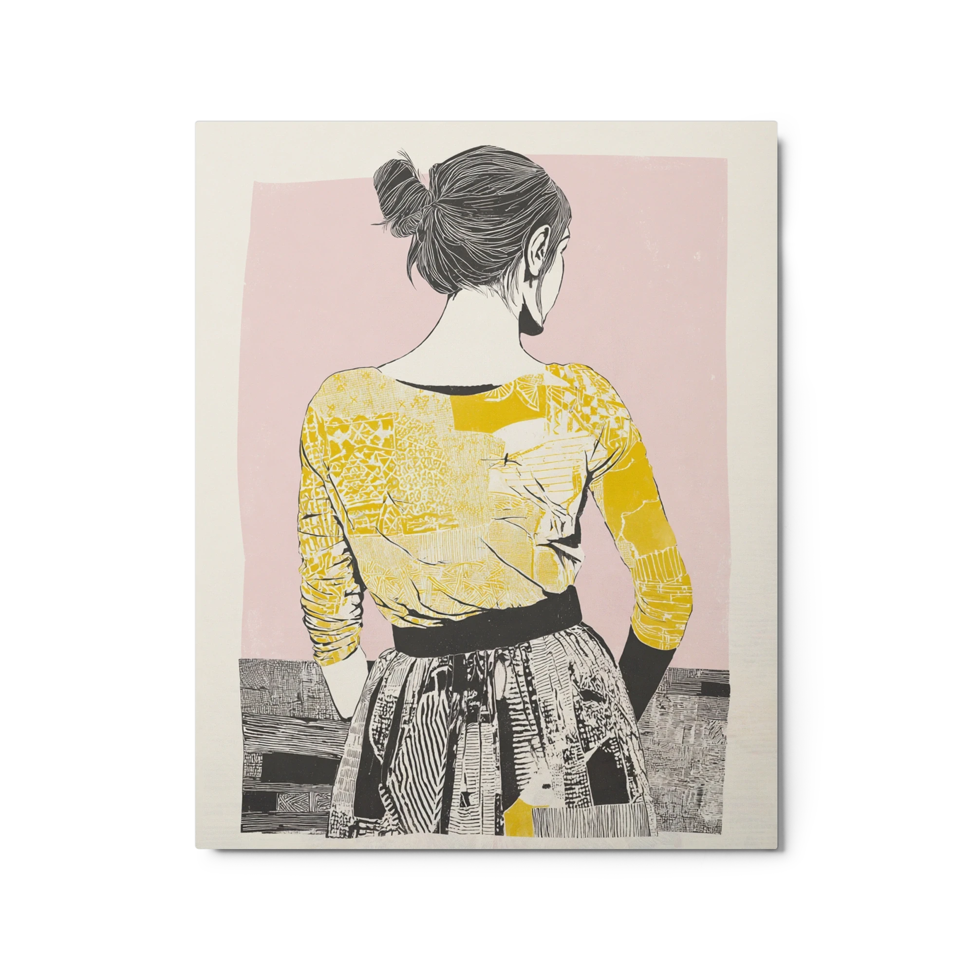 Woman in Yellow Patterned Top | Art Print