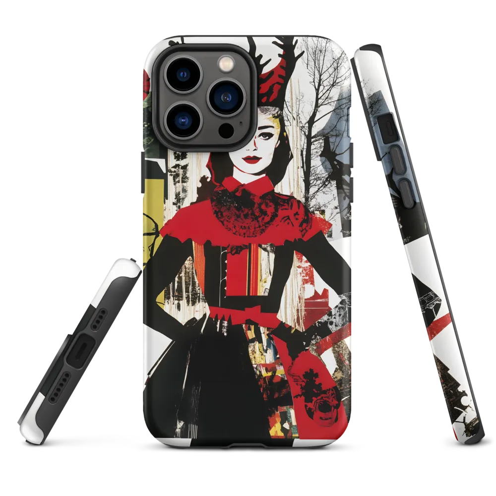 Fashion Model with Antlers in Red | Phone Case