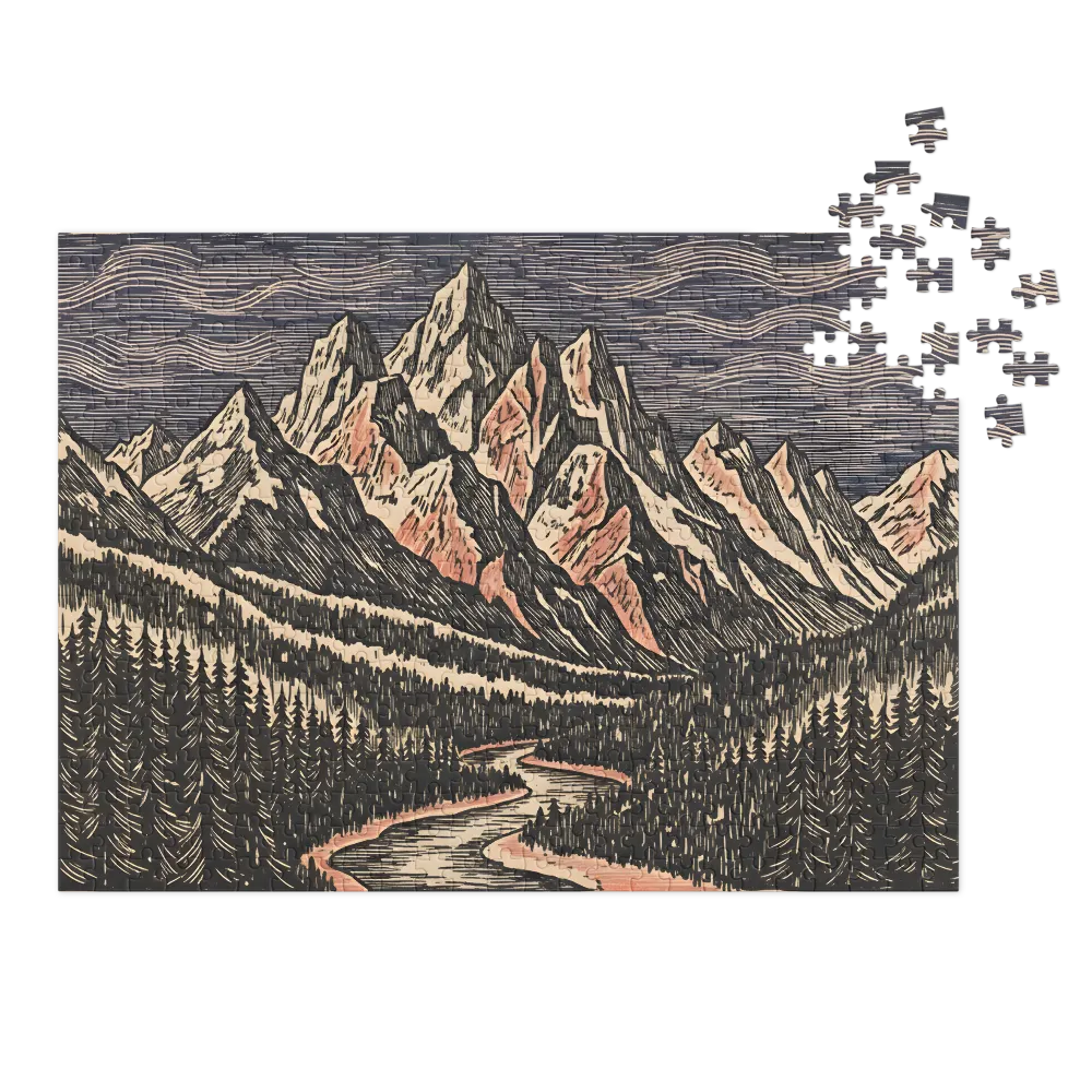 Ridge and River Valley 
 Jigsaw Puzzle in Tin Box