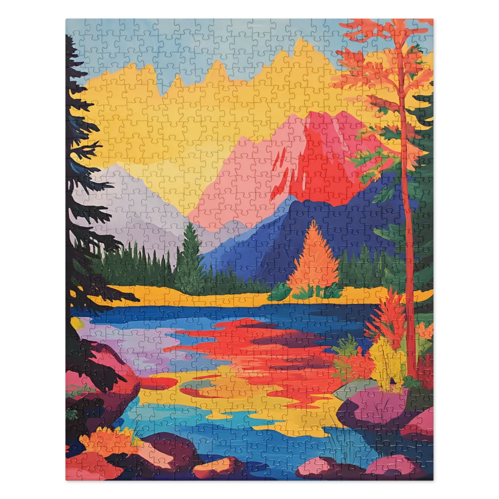 Vibrant Mountain Lake 
 Jigsaw Puzzle