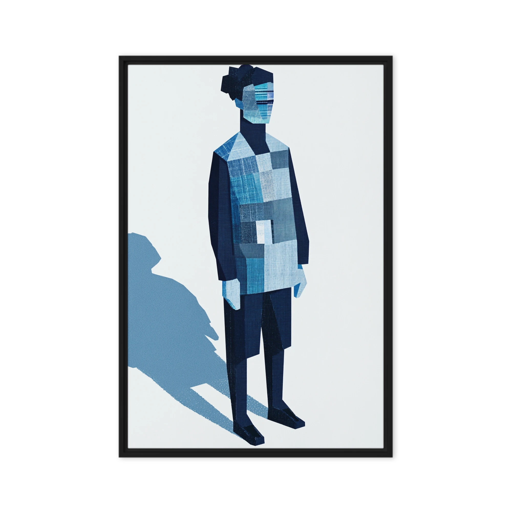 Geometric Human Figure in Blue