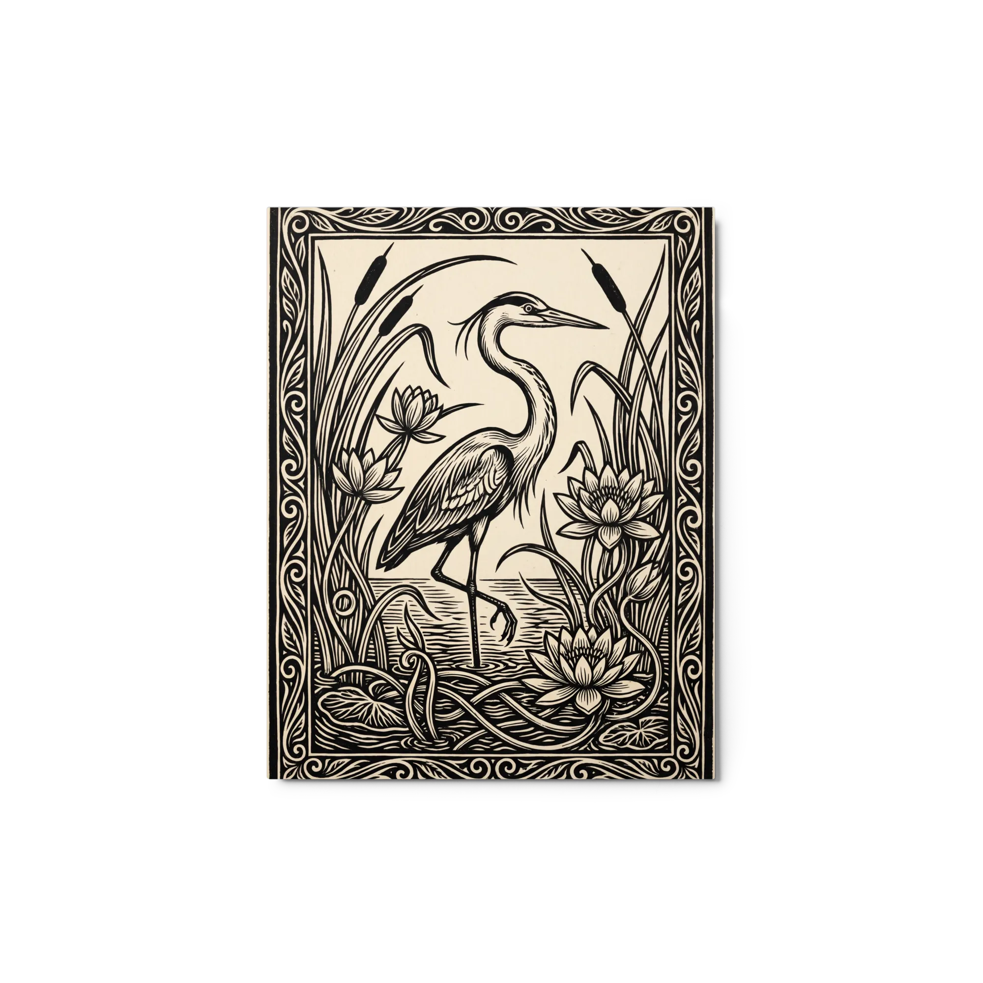 Heron Among Water Lilies