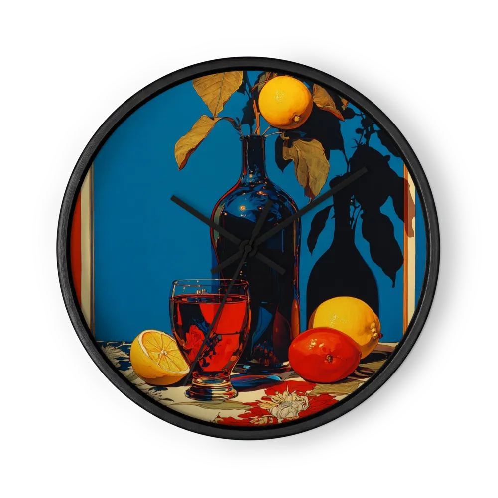 Lemons and Blue Still Life | Wall Clock