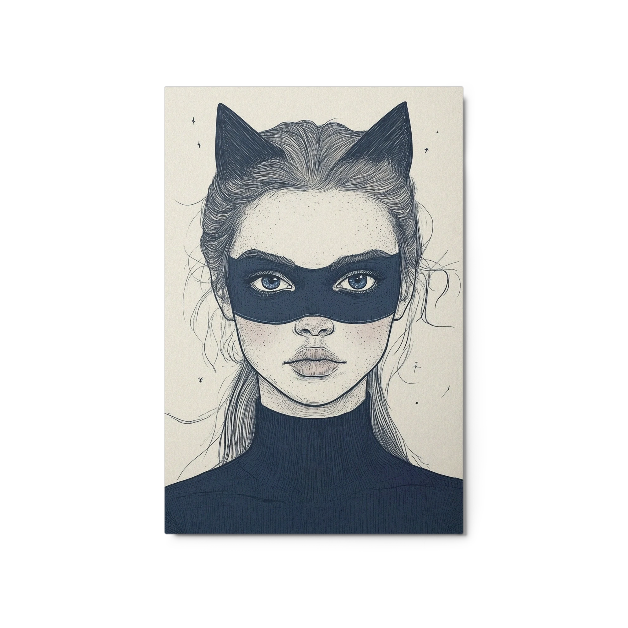 Female Portrait with Mask and Cat Ears