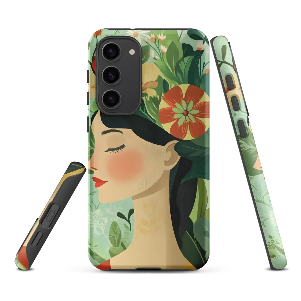 Serene Woman with Floral Elements | Phone Case