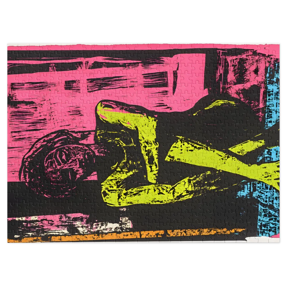 Seated Figure Linocut 
 Jigsaw Puzzle in Tin Box