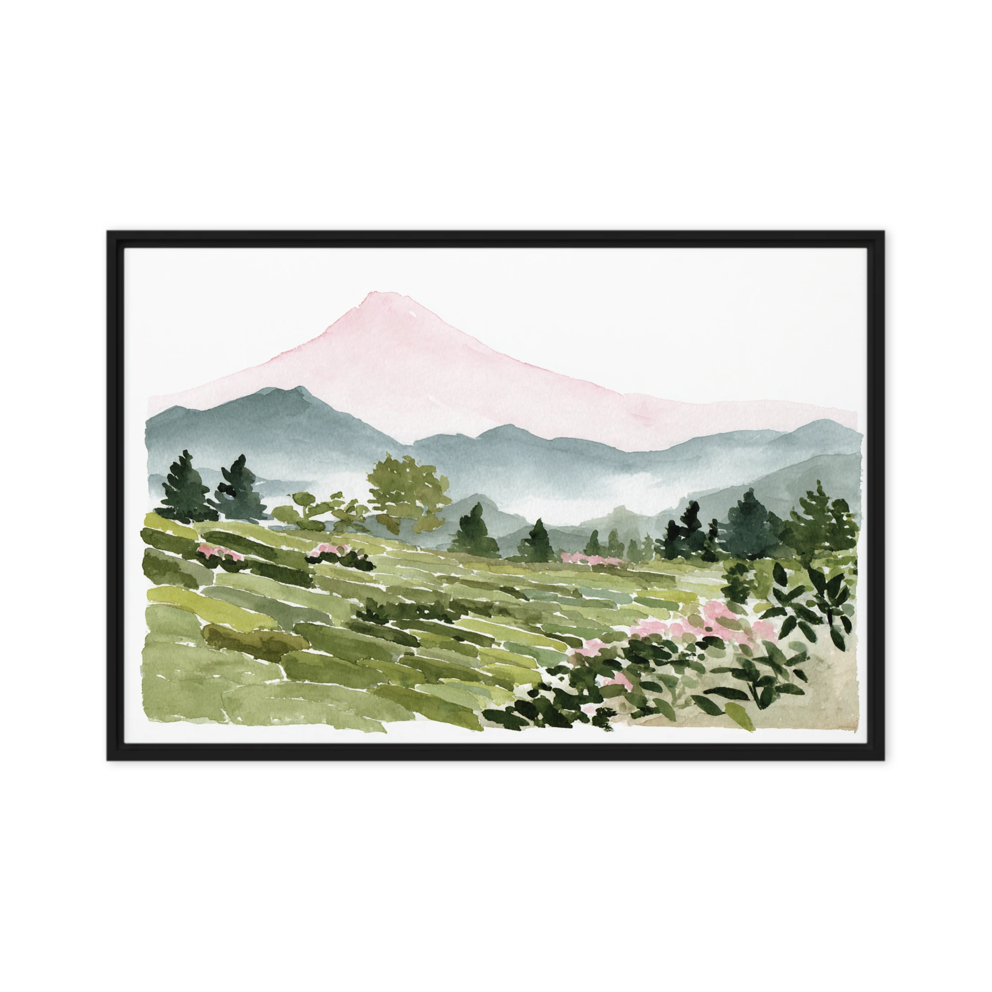 Pink Peak and Green Fields | Art Print