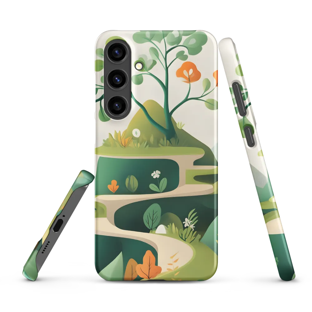 Stylized Mountain Landscape with Tree | Phone Case