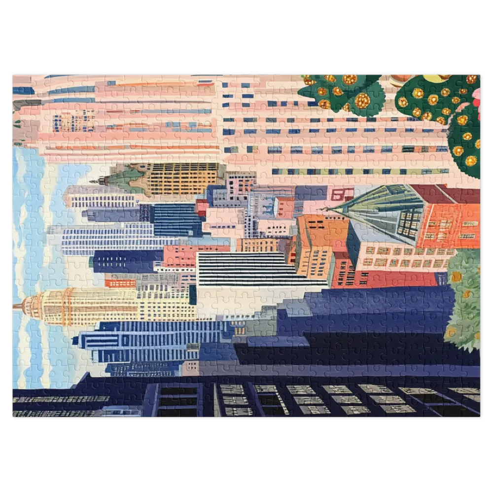 Art Deco New Yorker Skyline 
 Puzzle in Metalldose