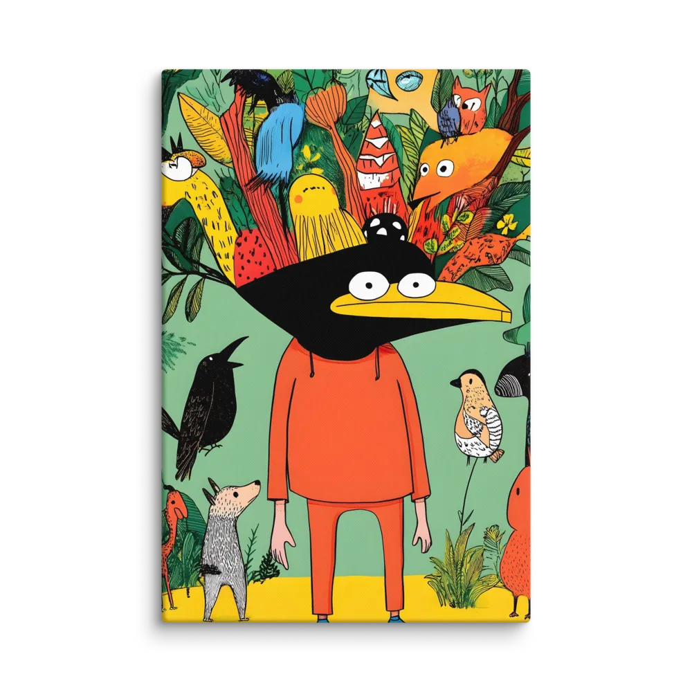 The Crow in the Whimsical Jungle 
 Canvas | 32″x 48″