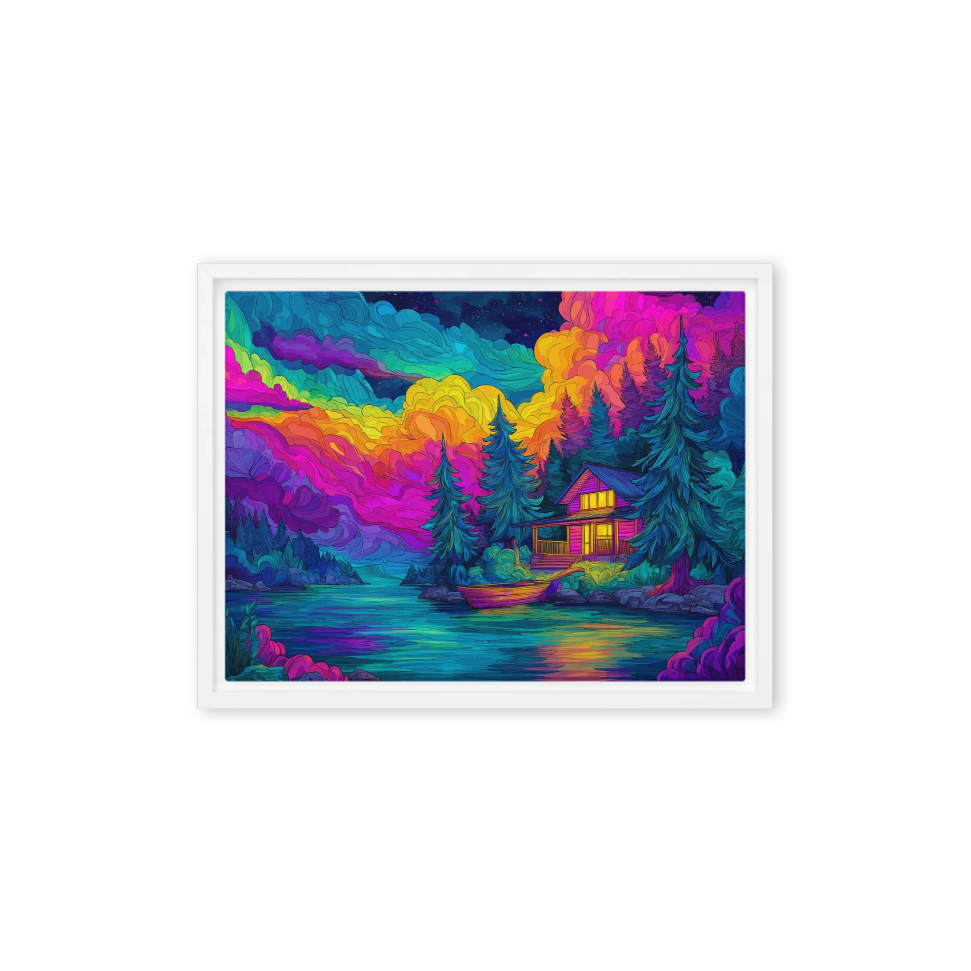Neon Lakefront Cabin
