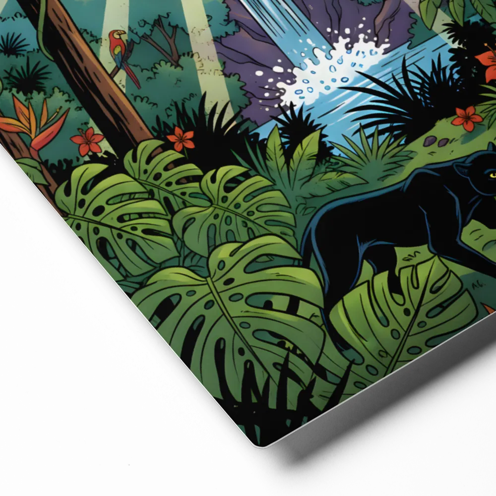 Panther's Jungle Realm 
 Canvas with Brown Frame