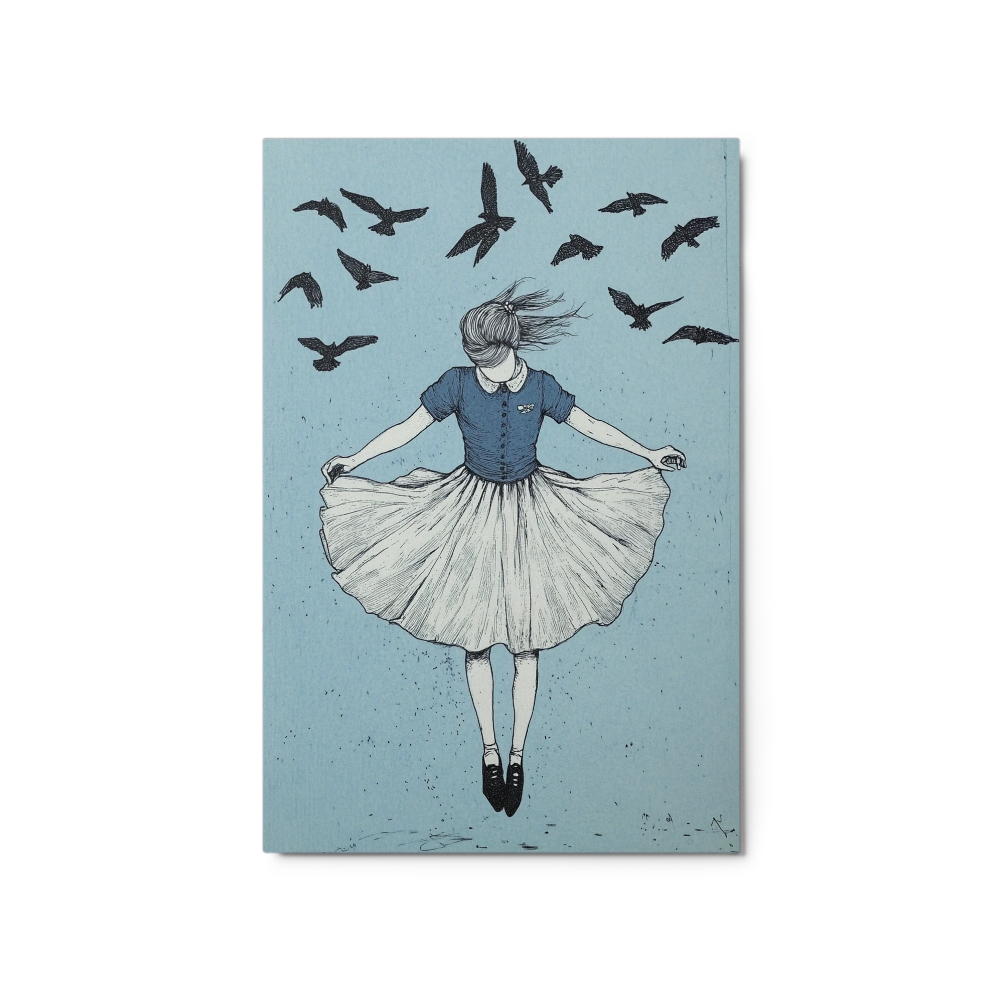 Girl Twirling with Birds