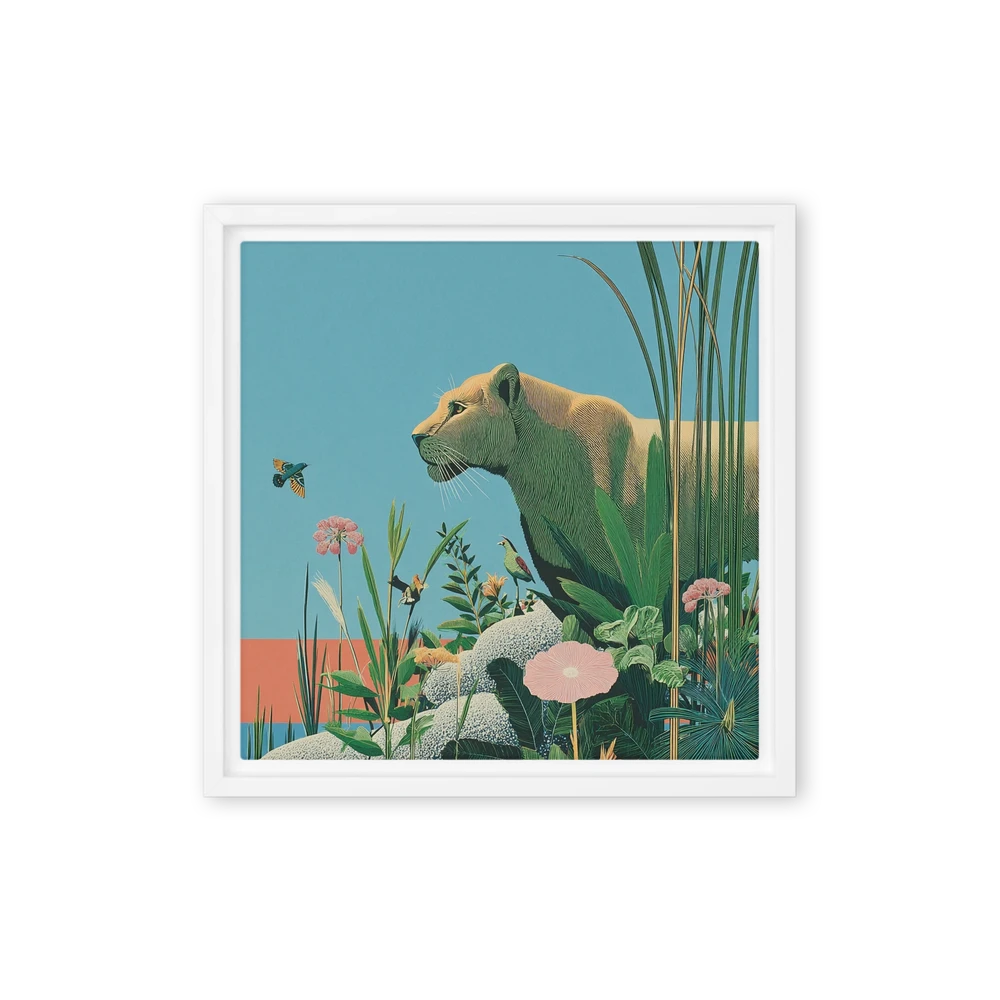 Lioness and Tropical Flora | Art Print