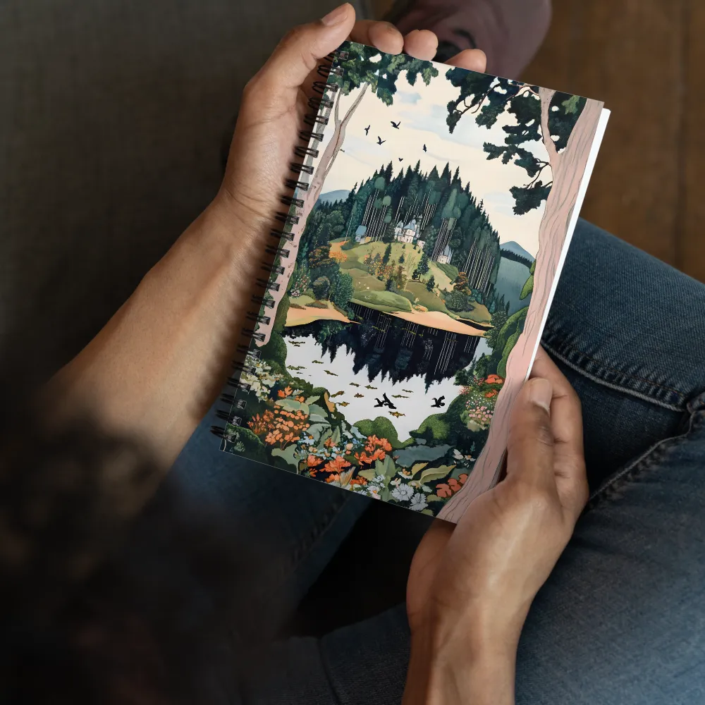 Tranquil Forest Lake Castle 
 Spiral Notebook | 140 pages