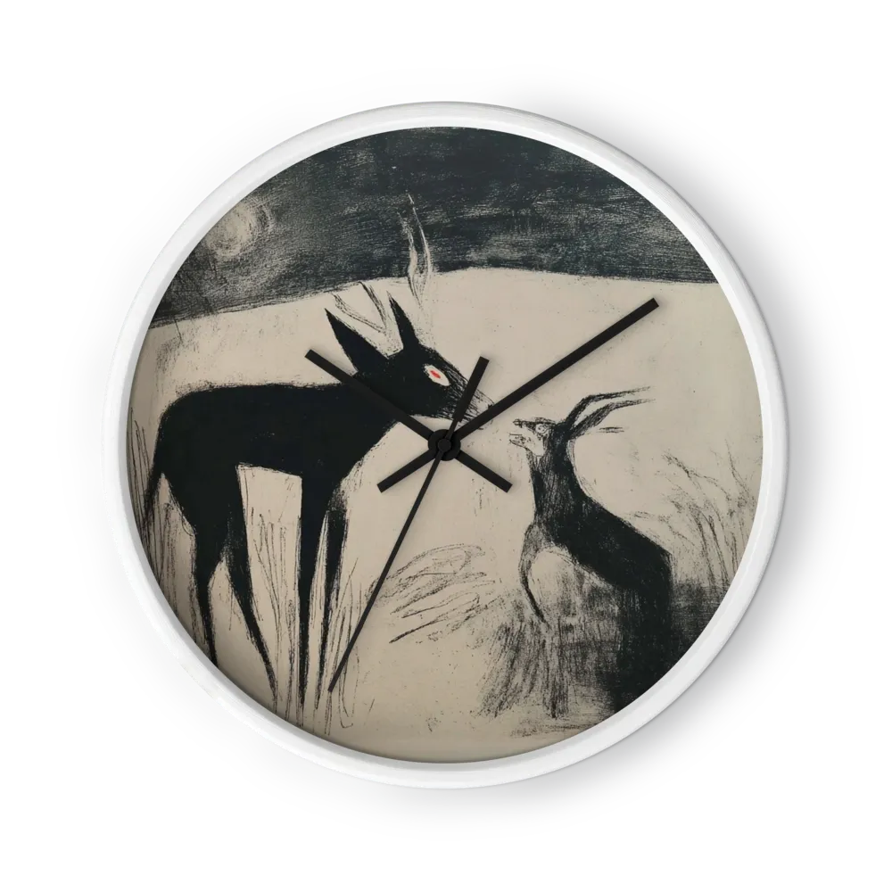 A Bear, a Deer, a Listening Hare — Black Silhouettes, Pale Snow