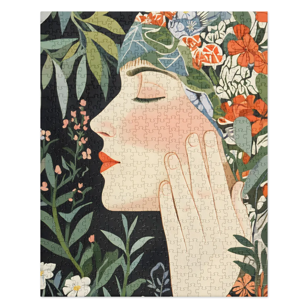 Serene Floral Portrait 
 Jigsaw Puzzle