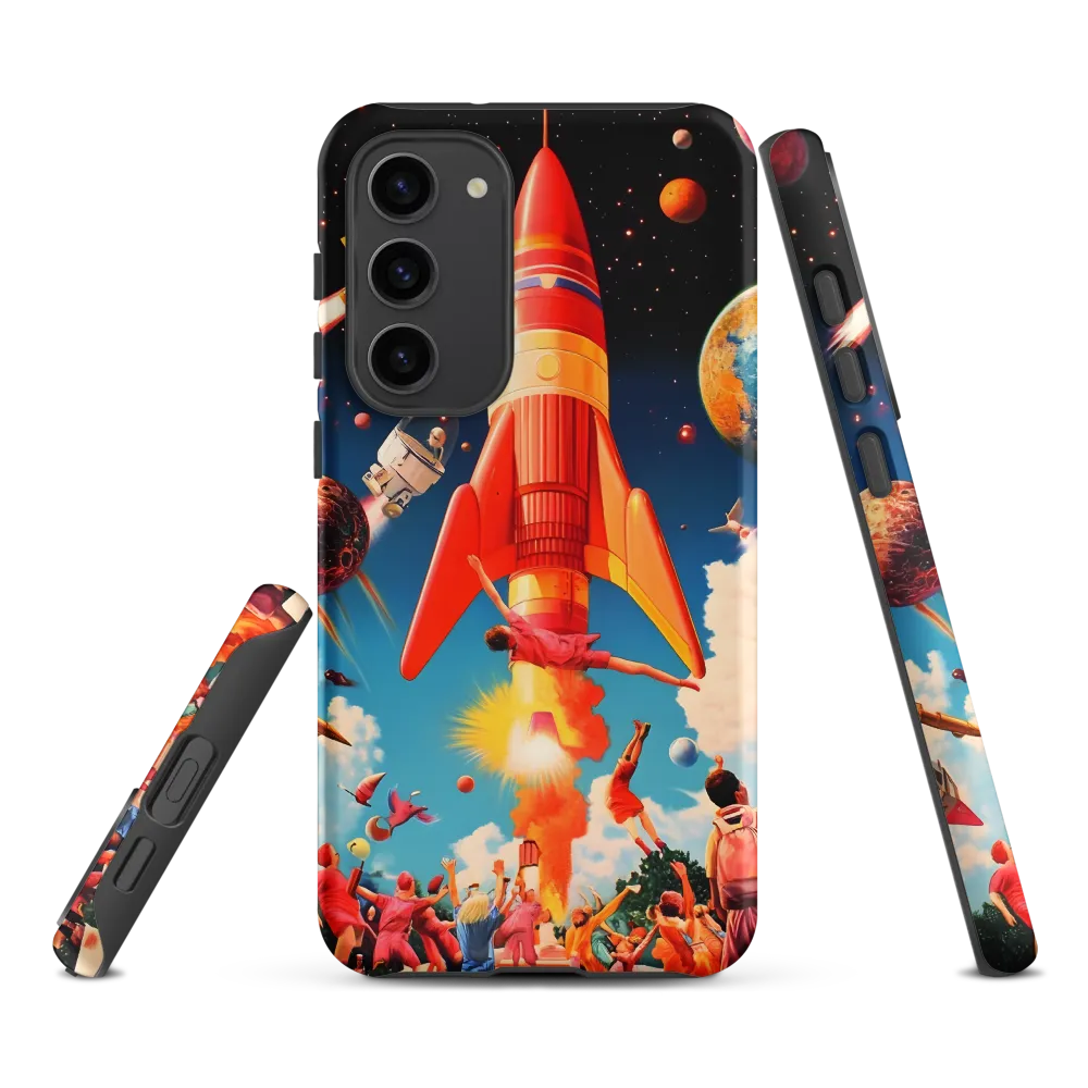 Rocket Launch with Colorful Planets | Phone Case
