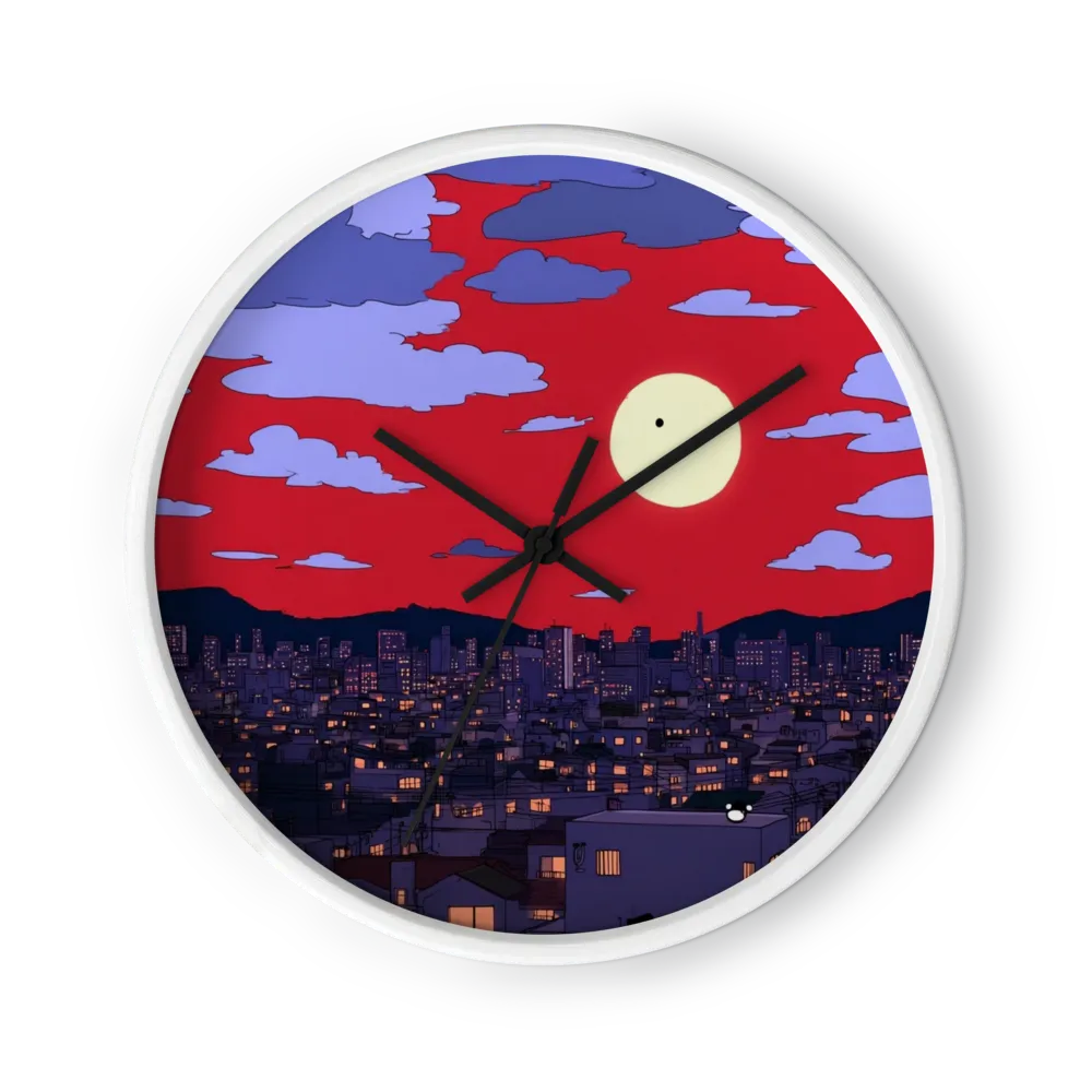 Red Sky Over the City | Wall Clock